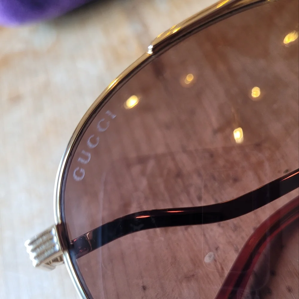GUCCI Aviator Gold - Brown Sunglasses